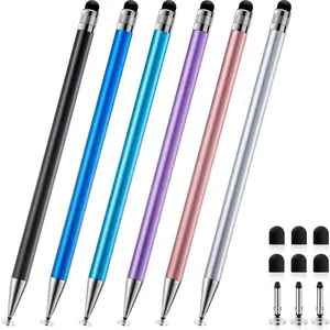 2-in-1 Stylus Pen for Touchscreen, 6pcs High Sensitivity and Precision Stylus Pens for iPad iPhone Android Suitable for All Touch Screens