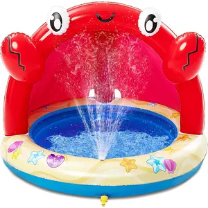 Baby Pool Toddler Sprinkler, Crab Splash Pool with Canopy, Baby Wading Pool Inflatable Sprinkler for Learning, Children’s Water Pool Toys, Inflatable Kiddie Pool for Outdoor Summer Waterfidget toys