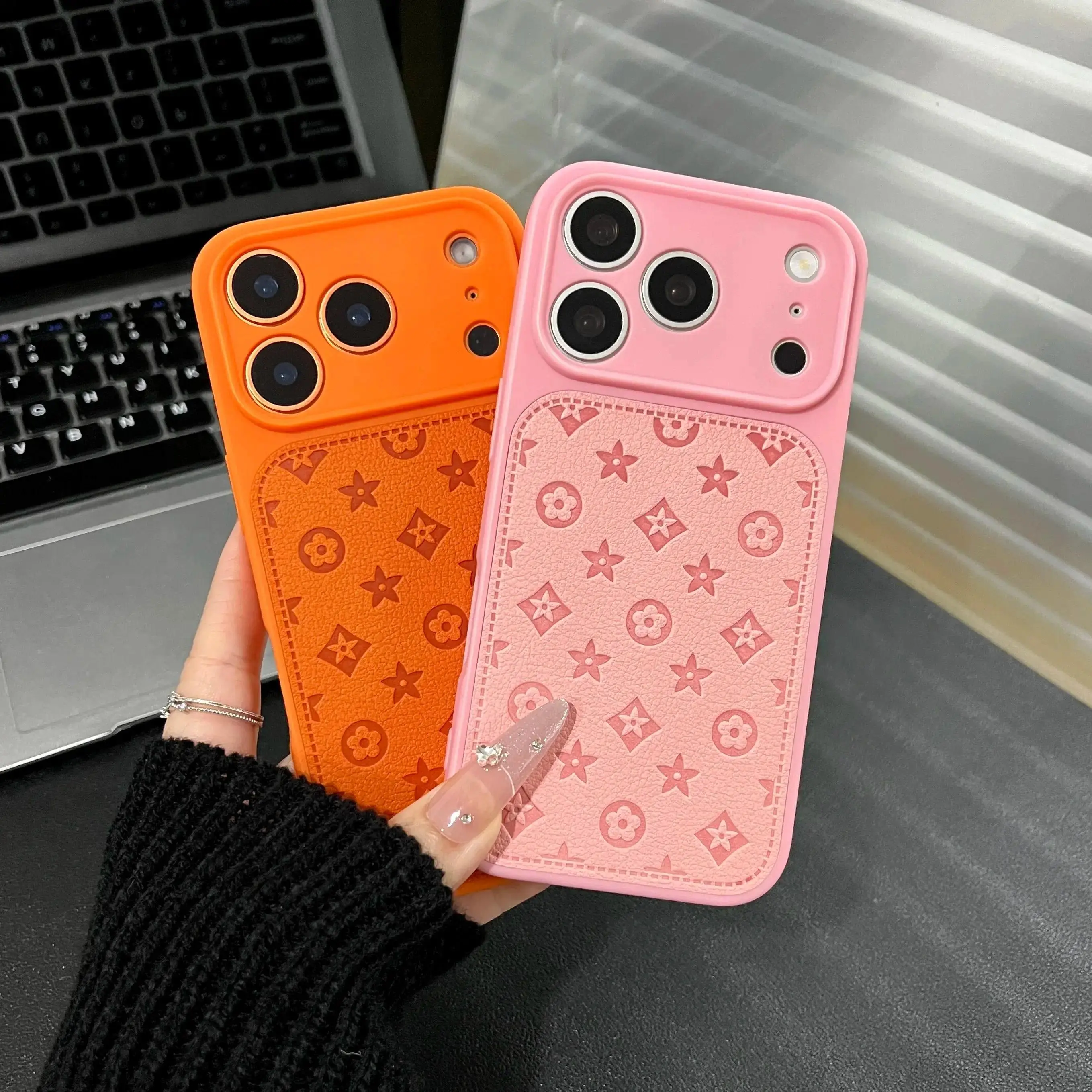 Suitable for iPhone 17, 16, 15, 14, 13 Pro Max, Viral high-endleather pattern phone case,leather phone caseforbothboys and girls.17 promax case/16 pluscase/15promaxcase, Floral, Accessories, Luxury