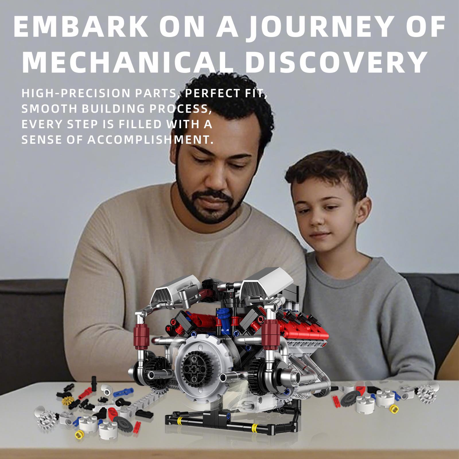 700cpsv8 Engine Building Kit with Motor, Programmable and Smartphone Remote Control, Includes Lighting Effects for Ages 14+, Ideal for Creative Display, Building Set, Stem Building Blocks