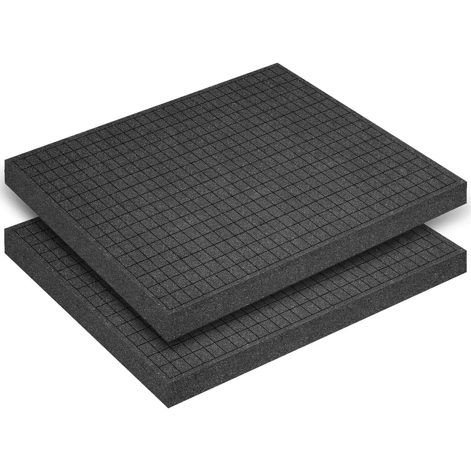 Polyurethane Foam Padding, 2 PCS 16 x 12 x 1 Inch Black Perforated Pick and Pluck Foam Sheets for Tool Box, Camera, Crafts and Storage