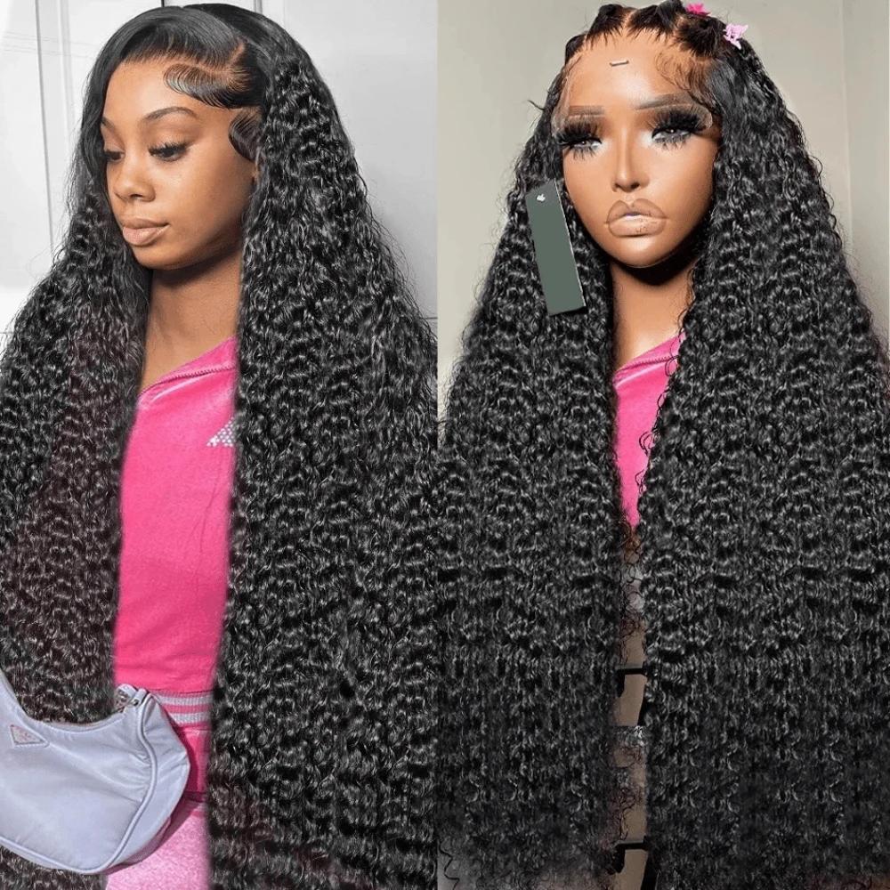 Bling Hair 180% Density 32 34Inch Deep Wave 13x6 Drawstring Glueless Wigs Human Hair For Black Women Brazilian HD Transparent 13x4 Wet And Wavy Curly Wave Lace Wig