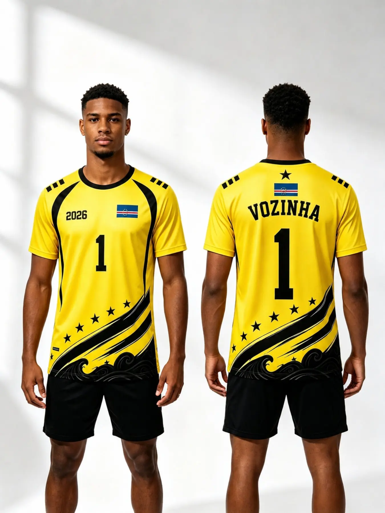 2026 Cape Verde No.1 Vozinha football jersey Short Sleeve Jersey football top loose and breathable quick-drying sports top for men and women T-shirt