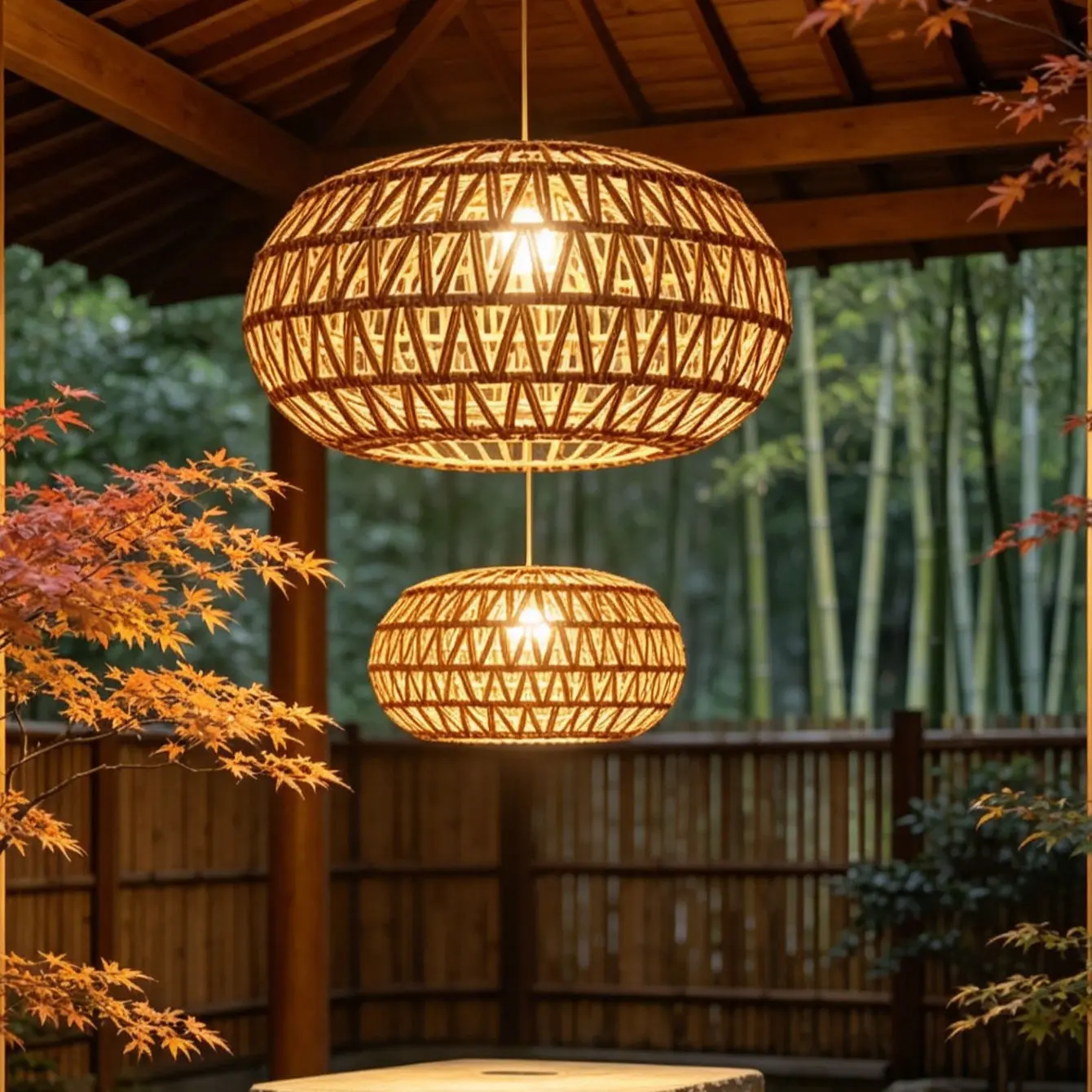 Bohemian Rattan Ceiling Light, 12.6 Inch Farmhouse Style, Handwoven Rope Cage, Suitable for Dining Room, Kitchen, Bedroom, Hallway, Entryway, Home Decor Lighting
