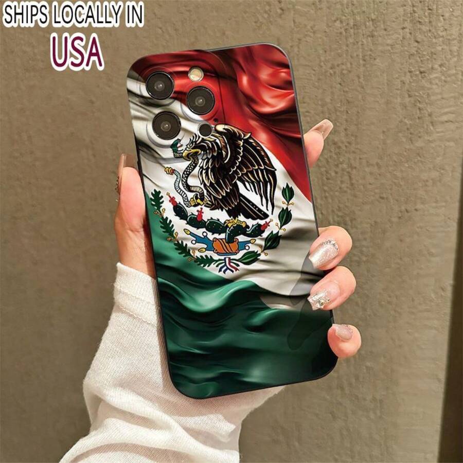 Mexico Flag Pattern Phone Cases With Lens Protector, Shockproof Mobile Phone Case, Decorative Phone Protector Cover, Phone Accessories Compatible With  15 Pro Max Case  14 Pro Max Case  11 Cases