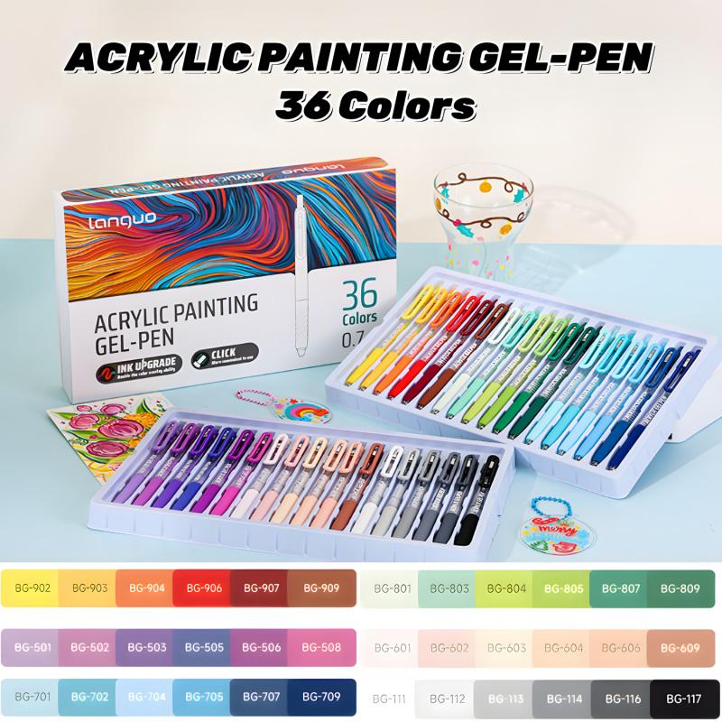 36/54/72/90-Color Acrylic Gel Pen Set, Retractable 0.7 mm Tip, Rich-Color Large-Capacity Ink Pens, Art Supplies for Diary, Cards, DIY Coloring and Doodling, Stackable Clip Acrylic Gel Pens #GLOBAL PICKS