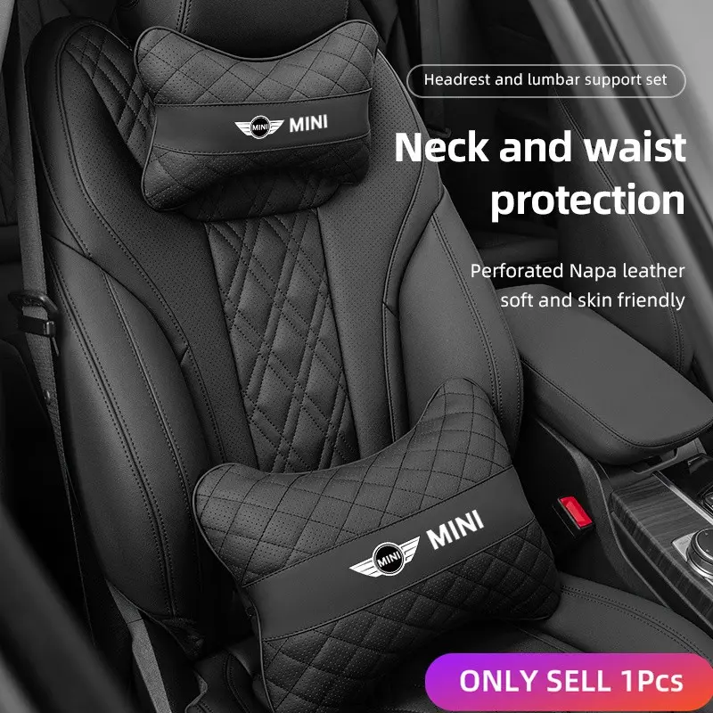 Car Seat Neck Pillow Headrest Lumbar Waist Support Cushion For MINI One Cooper JCW Countryman Clubman Cabrio Paceman Coupe Roadster Clubvan