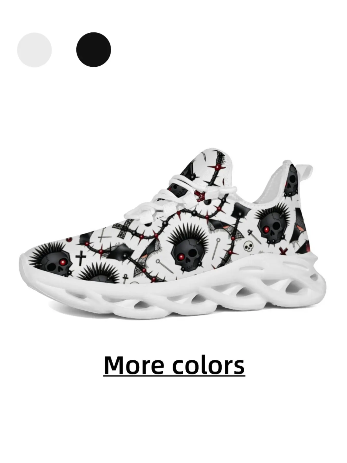 Neutral Skull Dark Fashion Sneakers, All-Over Print, Casual Textile, Eva Sole, Anti-Slip, Comfortable for Daily Wear, Outdoor Activities