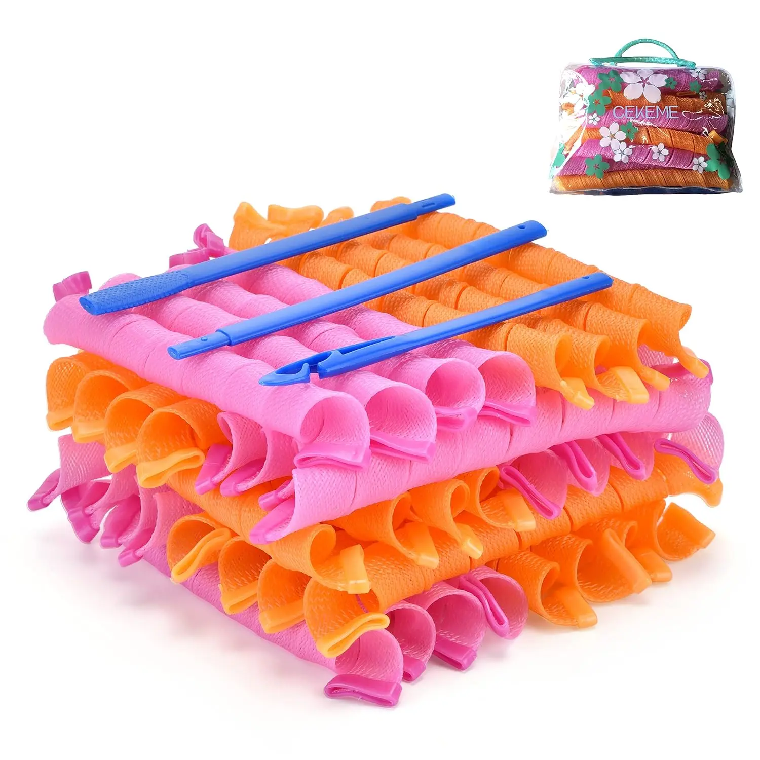 40 Pcs 22 Inch Heatless Spiral Hair Curlers, No Heat Magic Hair Rollers for Long Hair, Overnight Heatless Curls for Women & Kids
