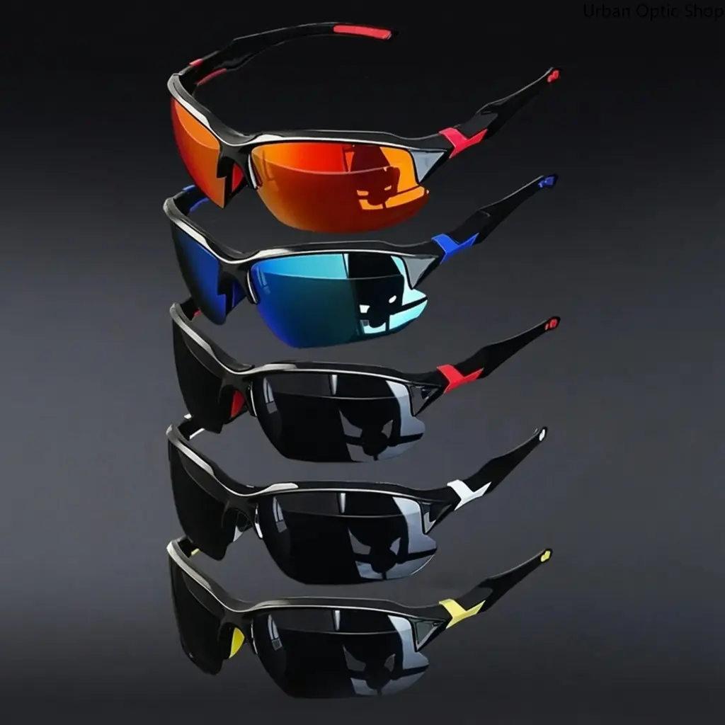XUH 5 Pack of Sport Wraparound Sunglasses, Lightweight Nylon Construction Ideal for Performance Driving and Casual OOTD Looks, Cycling, Men's Accessories, Accessories Adults, Reflective, Lightweight Sports Shades, Sports Eyeglasses