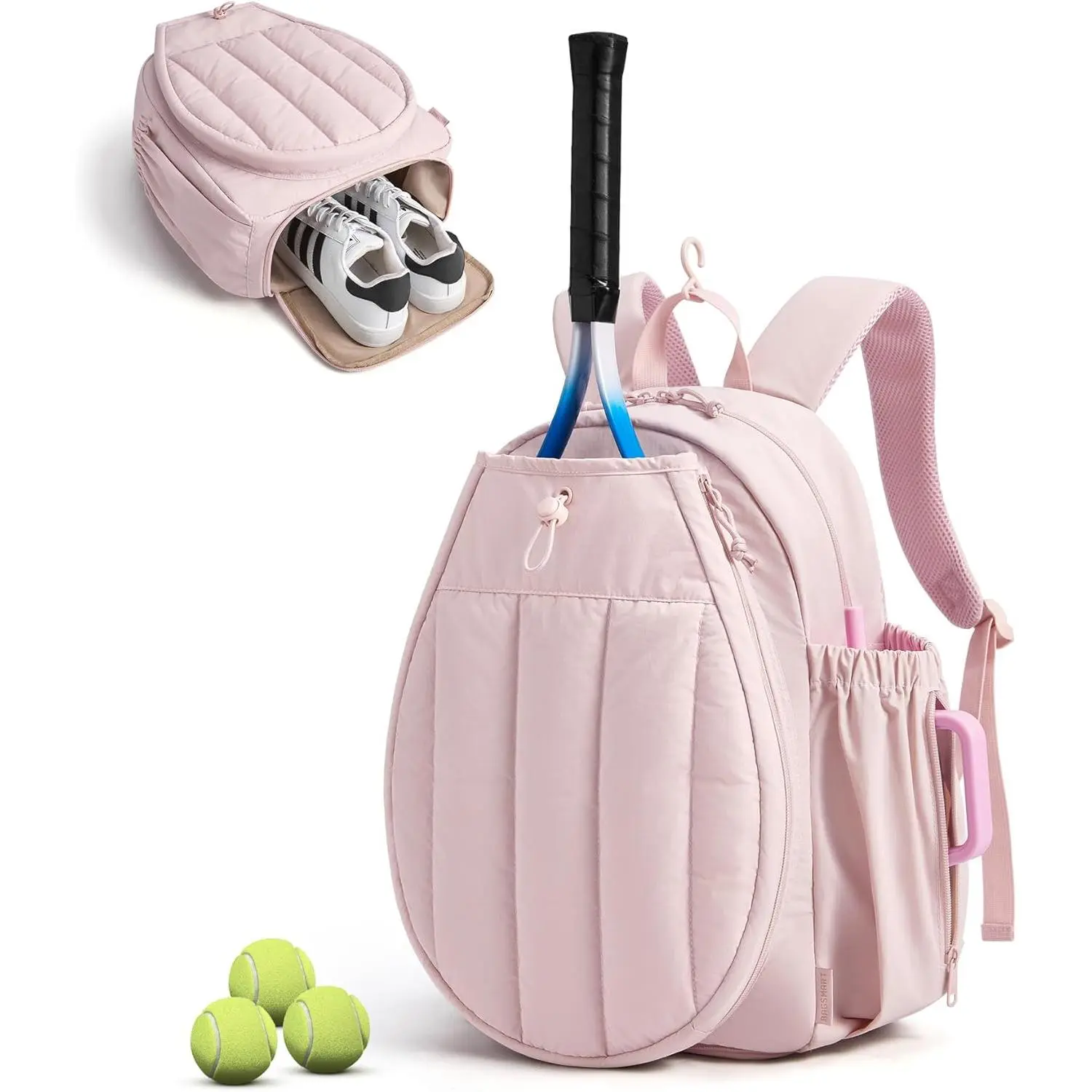 Women's Tennis Gym Backpack - Holds 2 Rackets, 15.6" Laptop & Shoe Compartment - for Tennis Court, Off-Work & Everyday Use, Tennis Backpack