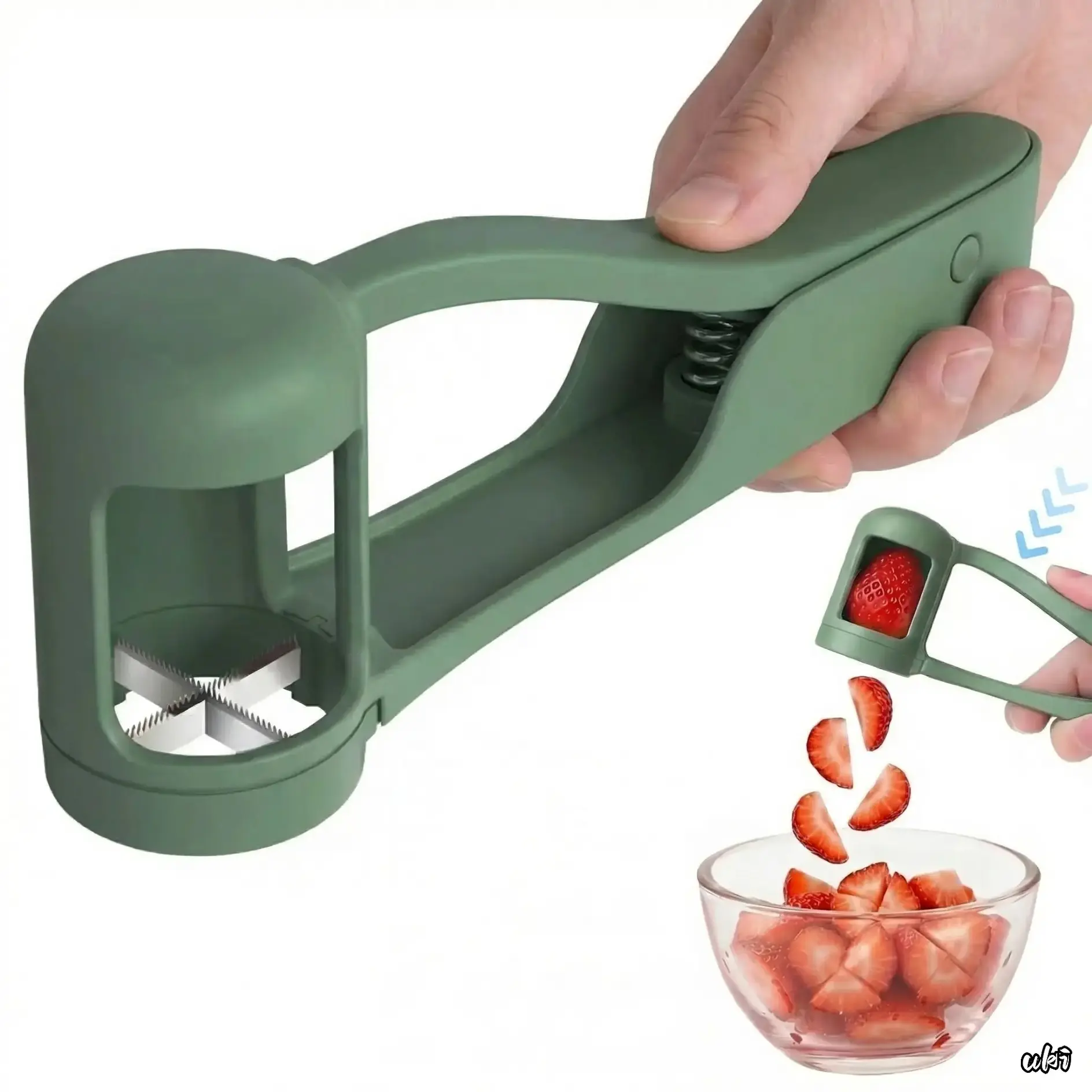 1PCS Handheld Stainless Steel Fruit Slicer - Multi-Function Quarter Cutter for Grape, Cherry Tomato, Strawberry, Kitchen Gadget for Salad, Cake Decoration, Baby Food, Compact, Utensils, Bakeries, Cafes, Easy To Rinse, Home Kitchens, Multi-Blades, Quick Pr