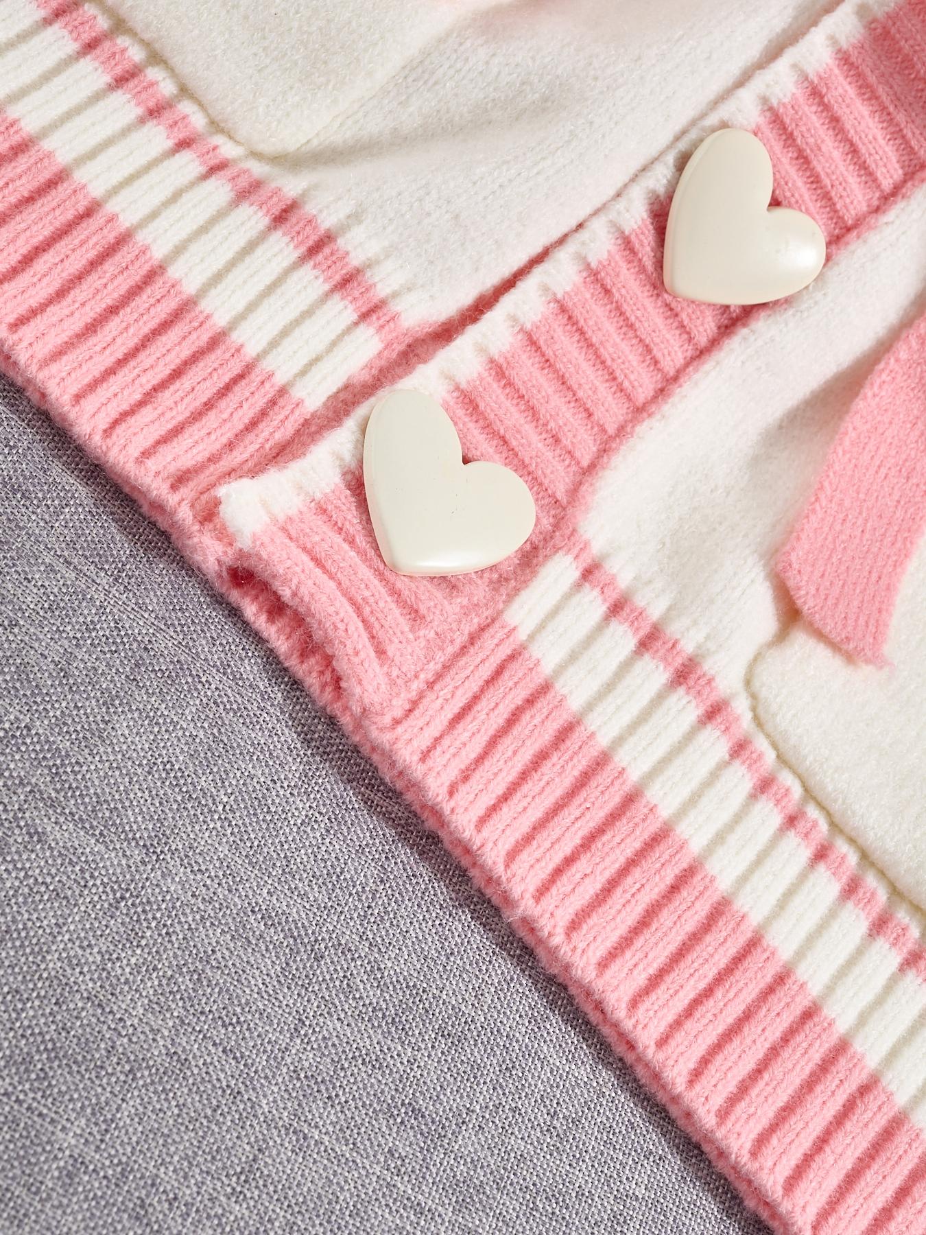 Women's Casual Knit Cardigan, Long Sleeve Hooded Sweater, Patchwork Heart Button Design, Fall Winter Fashion