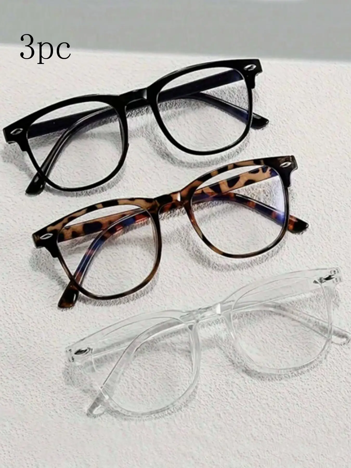 3pc Retro Leopard Print Square Frame Glasses for Women, Blue Light Blocking Plain Eyewear, Adjustable for, Versatile Fashion Accessory, Square Frames Eyeglasses
