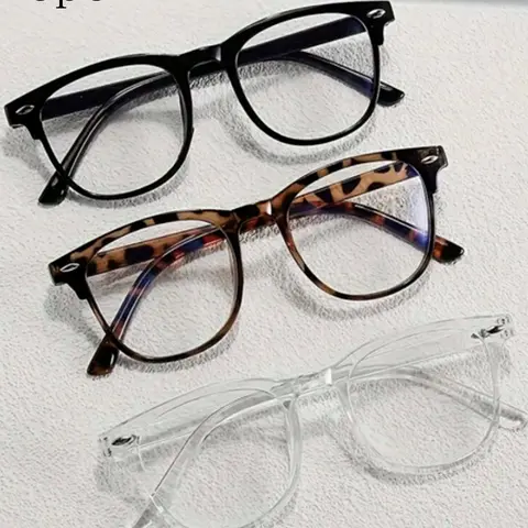 3pc Retro Solid Color & Leopard Print Trendy Square Frames Glasses for Women, Blue Light Blocking Eyewear, Versatile Fashion Accessory