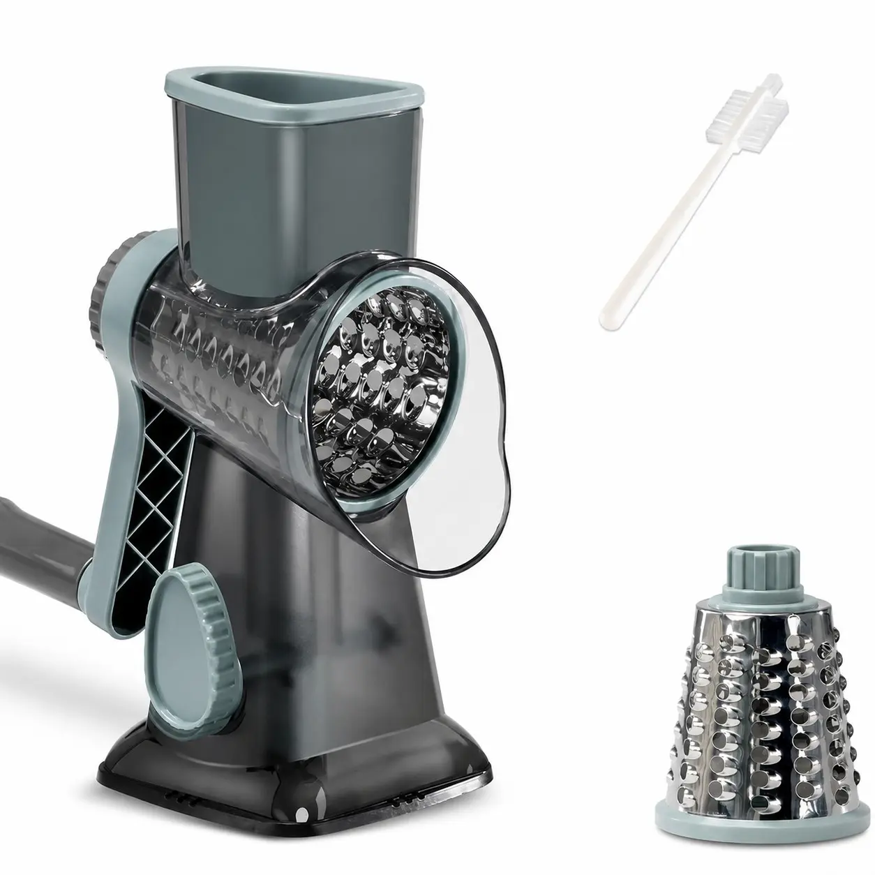 Rotary Cheese Grater, Manual Vegetable Chopper, Fruit Vegetable Cutter with 3 Replaceable Blades, Stainless Steel Shredder, Carrot Shredder, Multifunctional Kitchen Tool, Perfect Gift