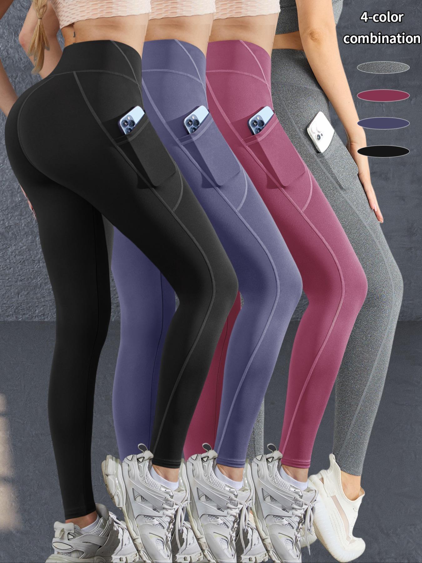 Women's Solid High Waist Sports  Leggings, Casual Comfy Breathable Skinny Pants for Yoga Gym Workout Running, Ladies Sportswear for Summer, Gym Clothing