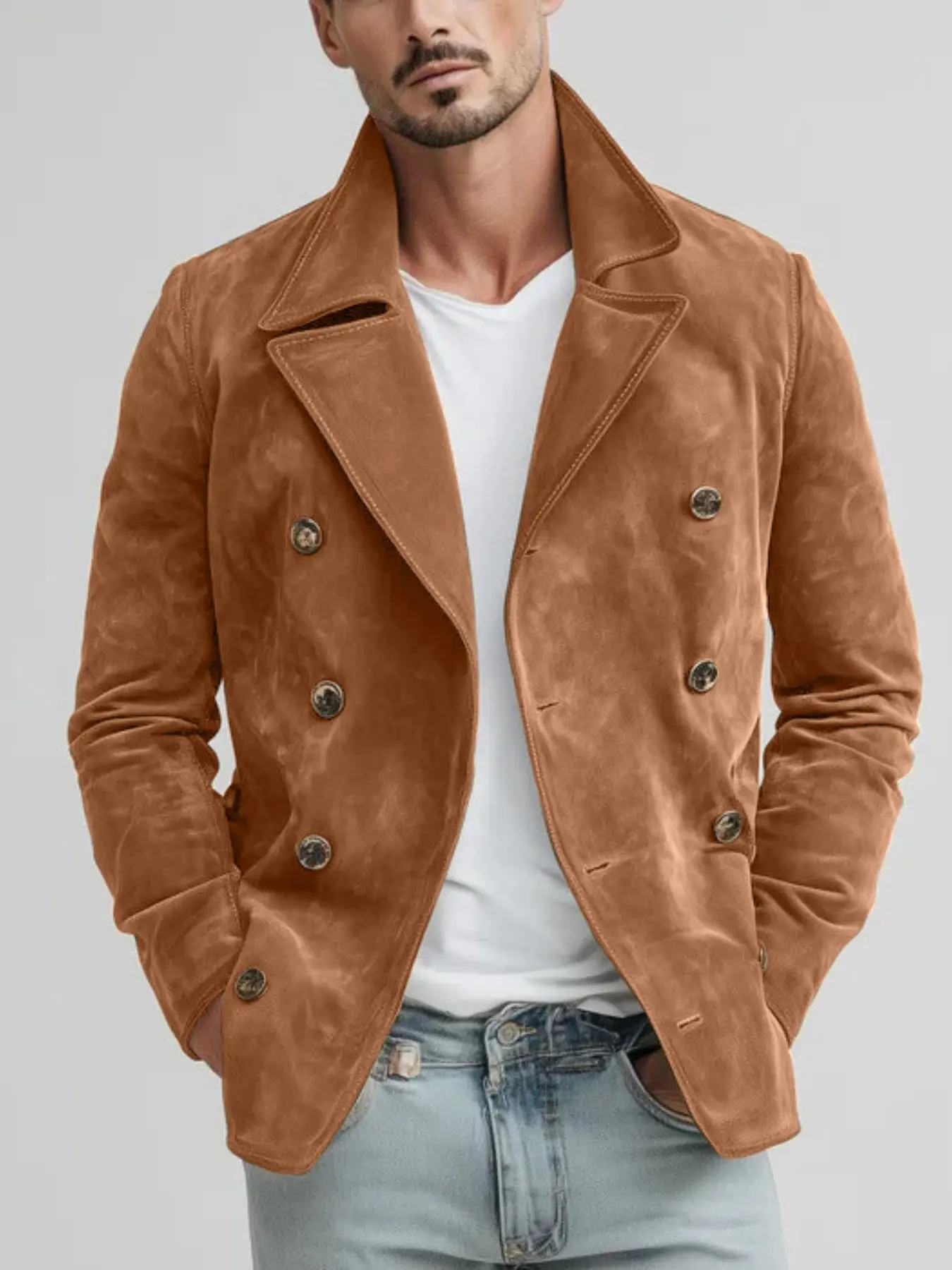 New Men's Casual Fashion Retro Vintage Jacket Coat, Stylish Outerwear for Men, Trendy and Comfortable Blouse Shirt, Perfect for Everyday Wear