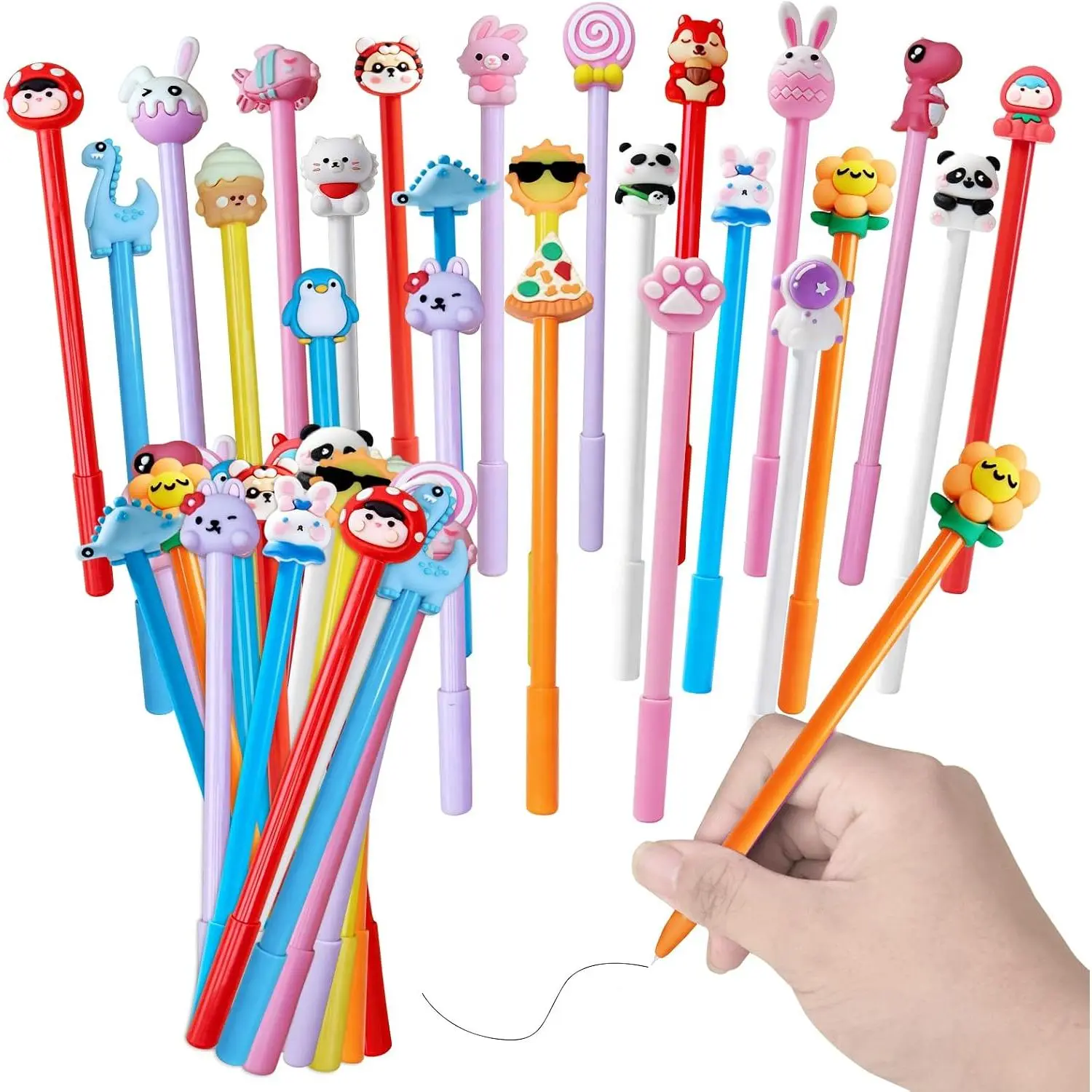 Cute Pens Bulk Fun Pen Kawaii Dinosaur  Panda   Shape Gel Ink Pens for  to School Office  and Birthday Pen (Cute, 24)