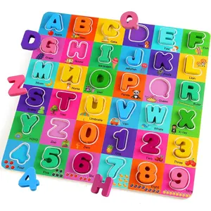 Wooden Alphabet Puzzles Ages 3-5, Alphabet and Number Puzzle with ABC Learning for Kids Ages 3 4 5, Preschool Learning Toys with Chunky ABC Puzzle Board for Girls Boys Kindergartenfidget toys