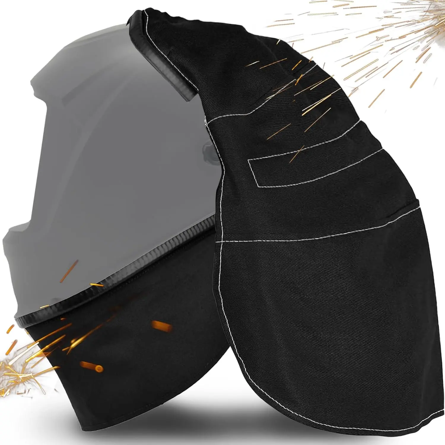 Helmet Cover Hood Back Cover FR Cotton Full Protection Extended Welder Headcover Headgear Cap with Press Fit Seal for Head and Neck