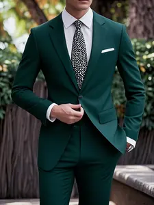 2pcs Men's Wedding Dinner Suit Set, Jacket And Trousers, Elegant Outfit for Groom, Party And Banquet
