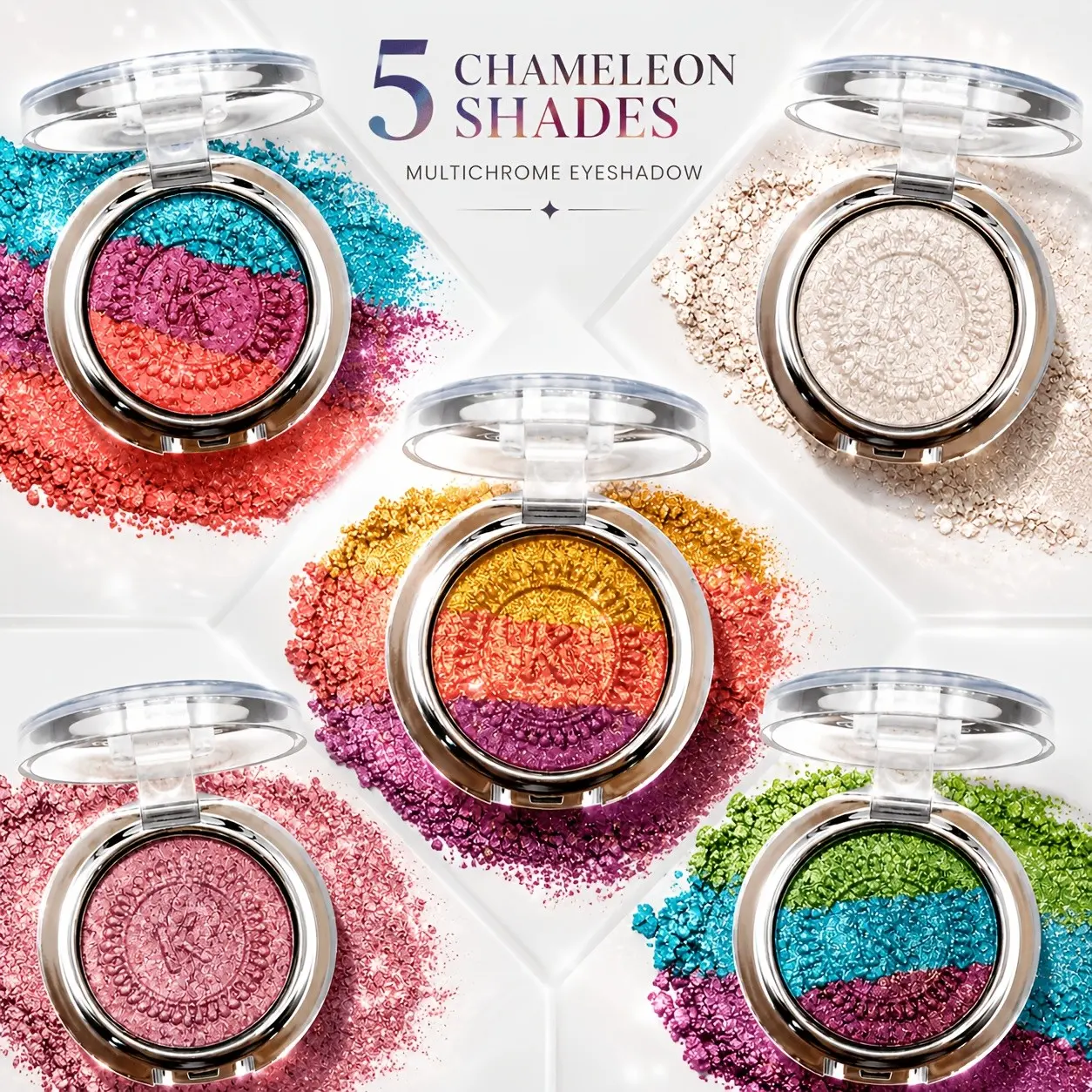 Luxurious Chameleon Multicolor Polarized Pearl Eye Shadow Palette Gift Set, High Pigmentation Shimmer Eyeshadow, Elegant Makeup Kit