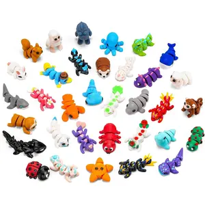 34 Pack Mini 3D Printed Animals - Articulated Fidget Animal Toys for Kids Classroom Valentines Exchange, Small 3D Printed Animal Toys Bulkfidget toys