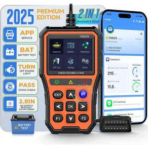 OBD2 Scanner with  Tester &  & Life Test - Support Checking  Diagnostic Information   & Android, 2.8 inch  Large Color Screen, TPU case Protection, Orange