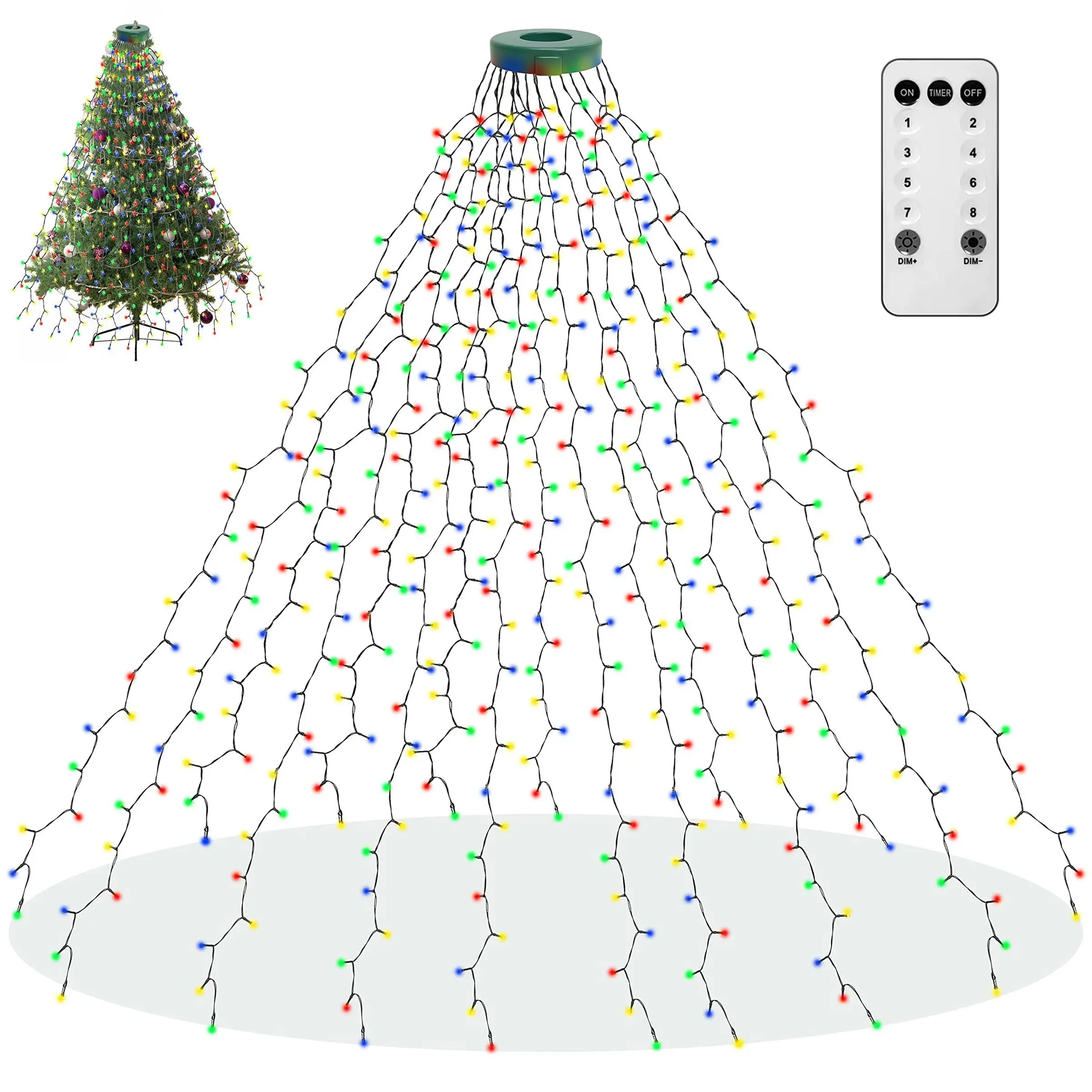 Christmas Tree Light String, 400 LED Fairy Lights, Memory Function, 8 Modes, 6.6 Ft X 16 Lines, Remote Control, Timer, Holiday Decorations