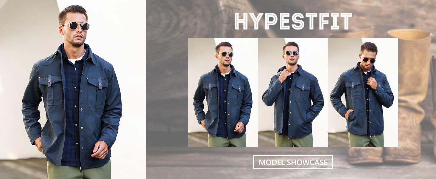 Men's Flannel Lined Shacket Jacket Plaid Brushed Lining Cowboy Western Twill Outdoor Shirt Jacket