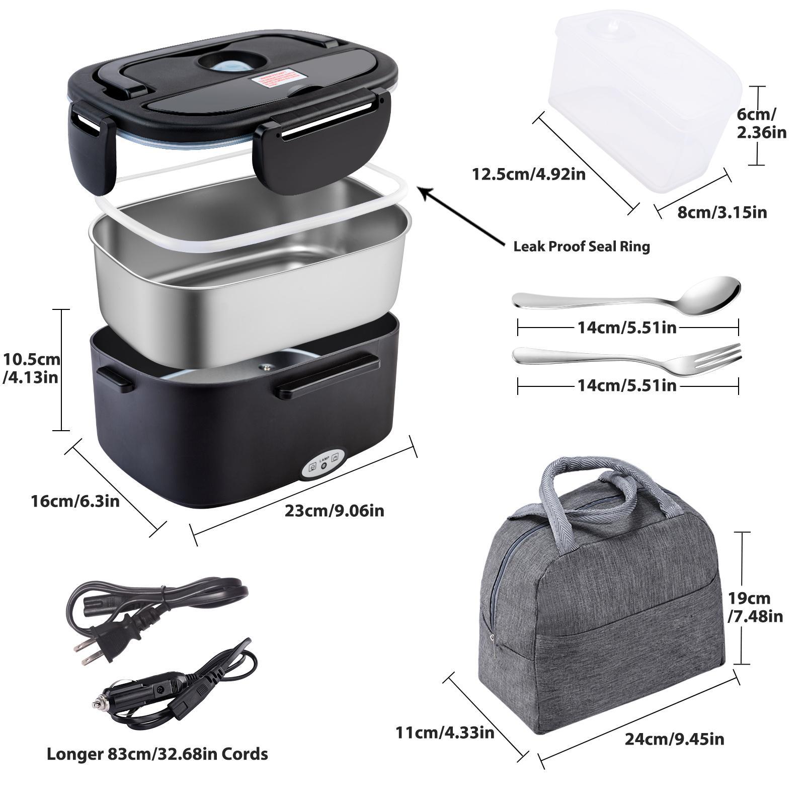 Nifogo Electric Lunch Box, 100W Food Heater 1,8L for Adults Portable Food Heater with Tableware and Lunch Bag, Car & Home Portable Electronic Food Heater for Home Office Travel
