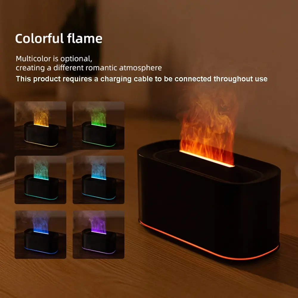 Flame Diffuser Humidifier, Essential Oil Diffusers 220ml with 7 Colors Changing, Aromatherapy Diffusers for Home Office Bedroom, Desk Humidifier