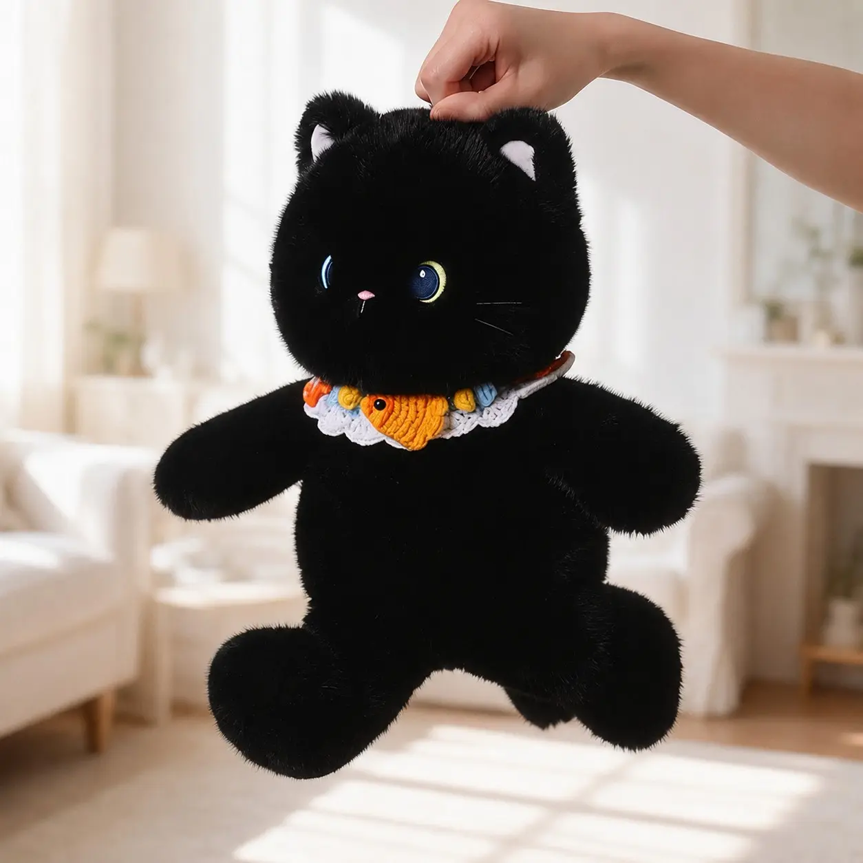 40cm Running Cat Plush Toy with Hood, Soft and Fluffy, Ideal Gift for Cat Lovers, Room Decor, Kids Birthday, Graduation, Wedding, Christmas