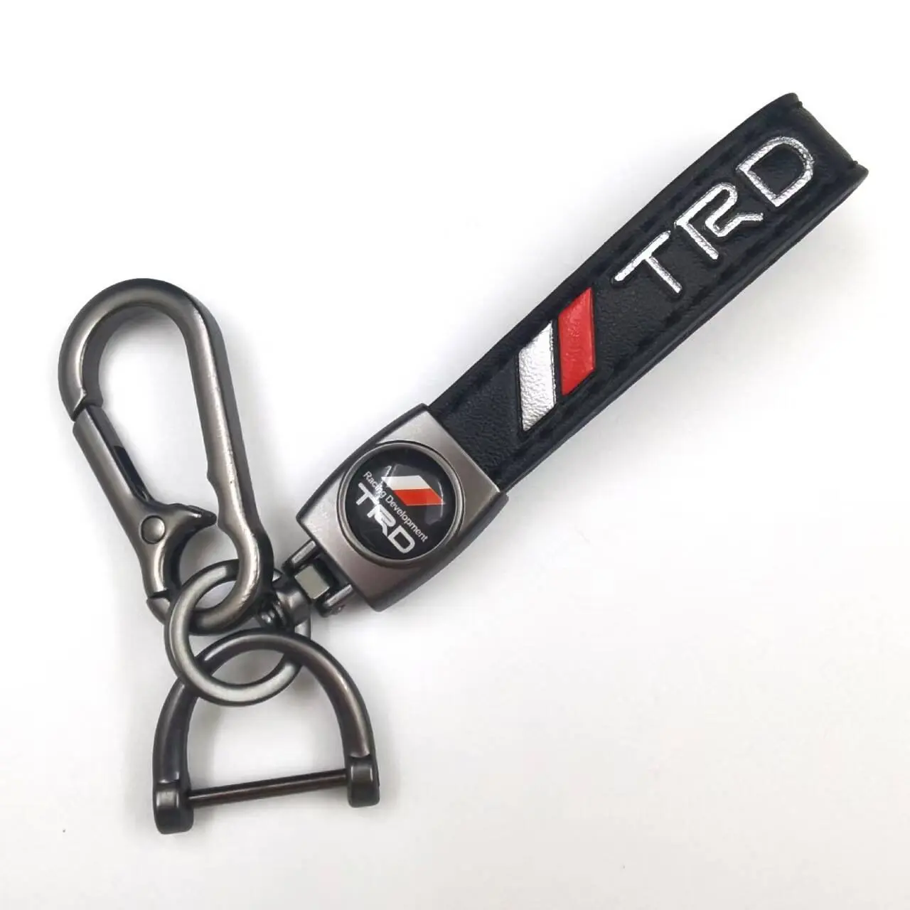 High Quality Leather Car Logo Keychain Key Ring Chain Key Holder Gifts for Toyota TRD RAV4 CH-R 4Runner Tundra Tacoma Auto Accessories