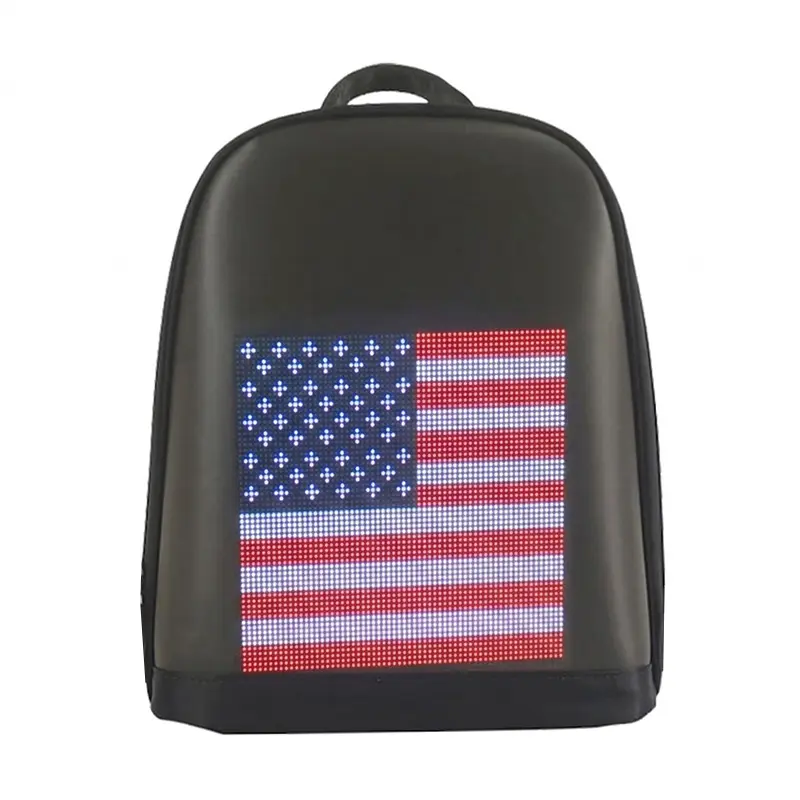 LED Backpack R1 Obsidian Black Style, Smart Bluetooth Pixel Screen, Hard Shell Compact Daypack with USB Charging, DIY Animation, Creative Casual Bag for Daily Commuting Outdoor, Cool Tech Gift (Power Bank Not Included)