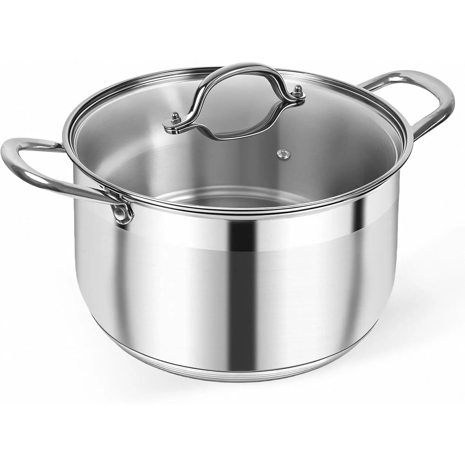 8 Qt Stainless Steel Stockpot with Lid - Heavy-Duty Nonstick Induction Pot with 5-Layer Even-Heat Base for Family Meals, Soup, Pasta,
