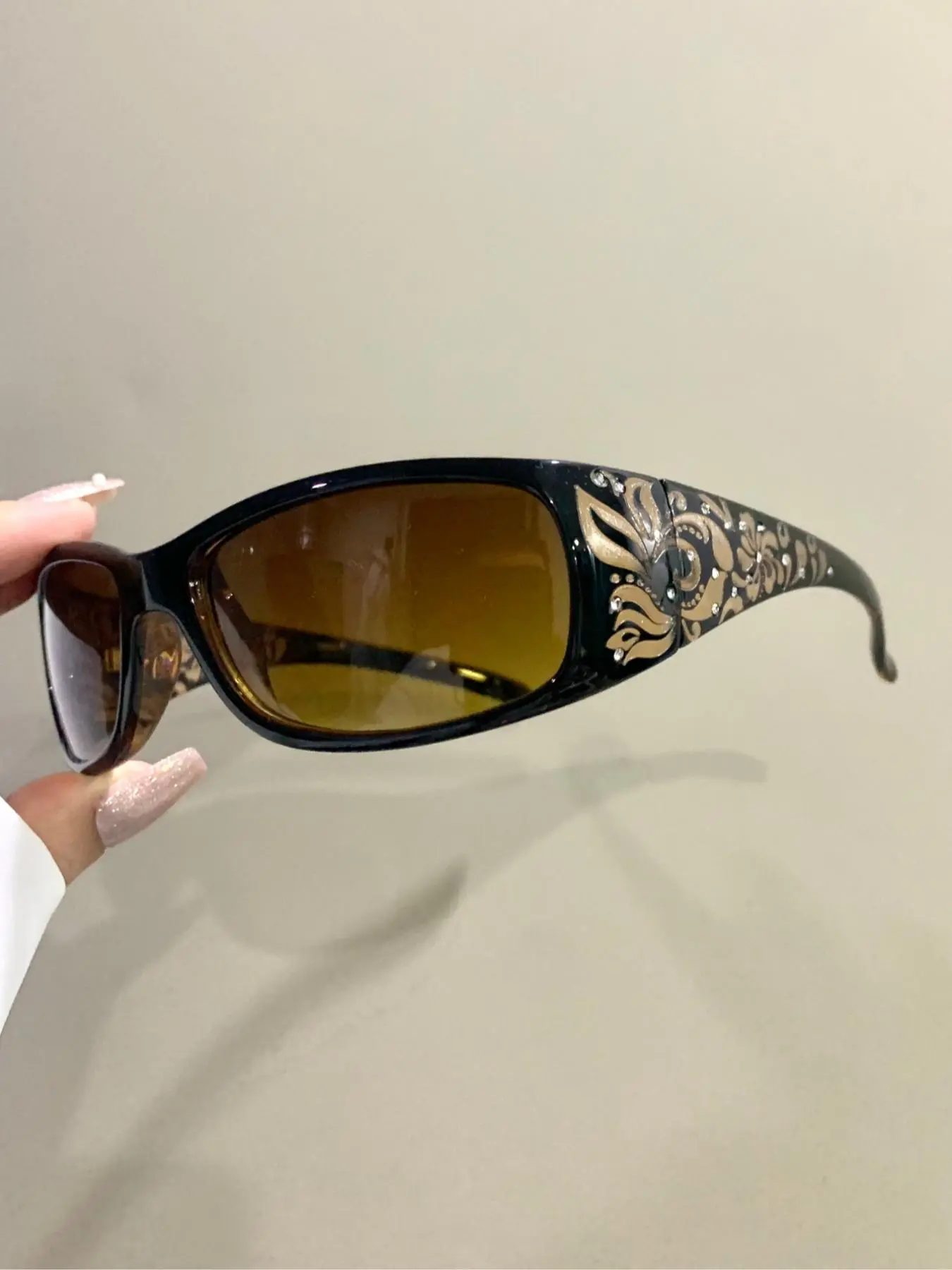 Punk Rhinestone Vintage Fashion Glasses for Men Women, Metal Hinge Eyeglasses, Boho Decorative Lens Eyeglasses