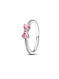 Heart Bow Ring, Dainty Everyday Wear, Sparkly Clear Crystals, Perfect for Outdoors, Stud Earrings, Silver Color Material
