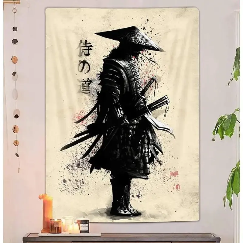 Japanese Samurai Art Tapestry Poster Wall Wall Art Wall Decor Apartment Home Dorm Wall Decorations for Living Room Bedroom Tapestries 40"x60"