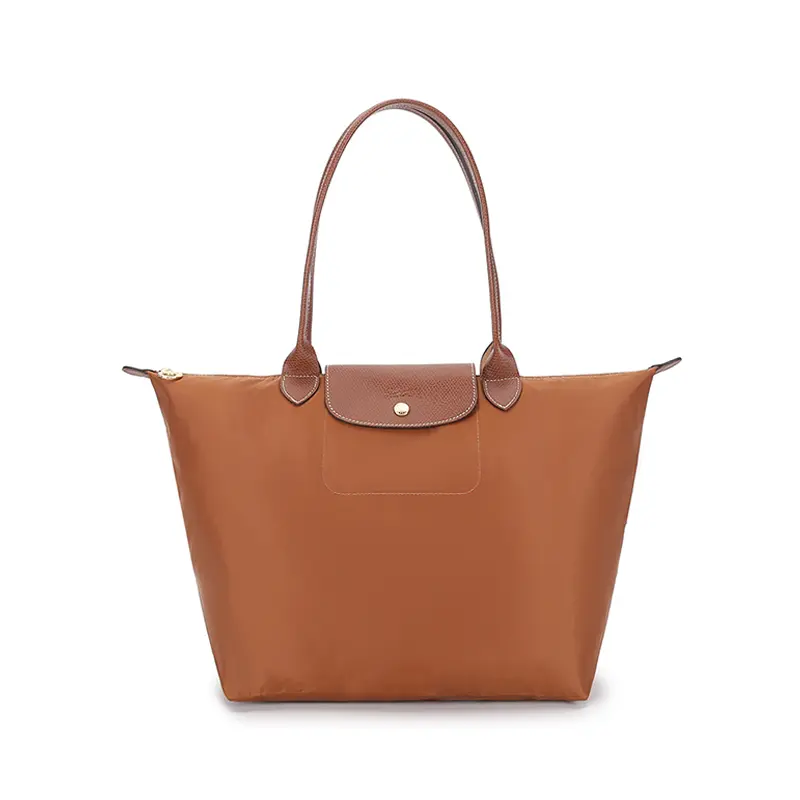 Longchamp Le Pliage Large Fabric Shopping Tote Bag – Women’s Classic Foldable Shoulder Bag in Brandy