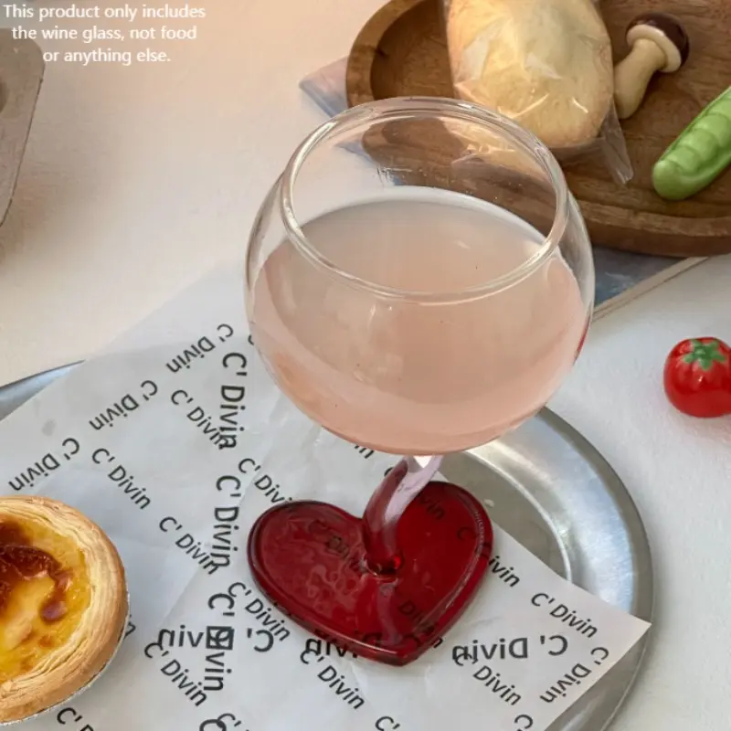 1pc Heart-Shaped Base Wine Glass, Cute Pink Wine Glass for Girlfriend & Women, Perfect for Birthday, Wedding Anniversary & Valentine's Day, Elegant Gift for Weddings & Valentine's Day