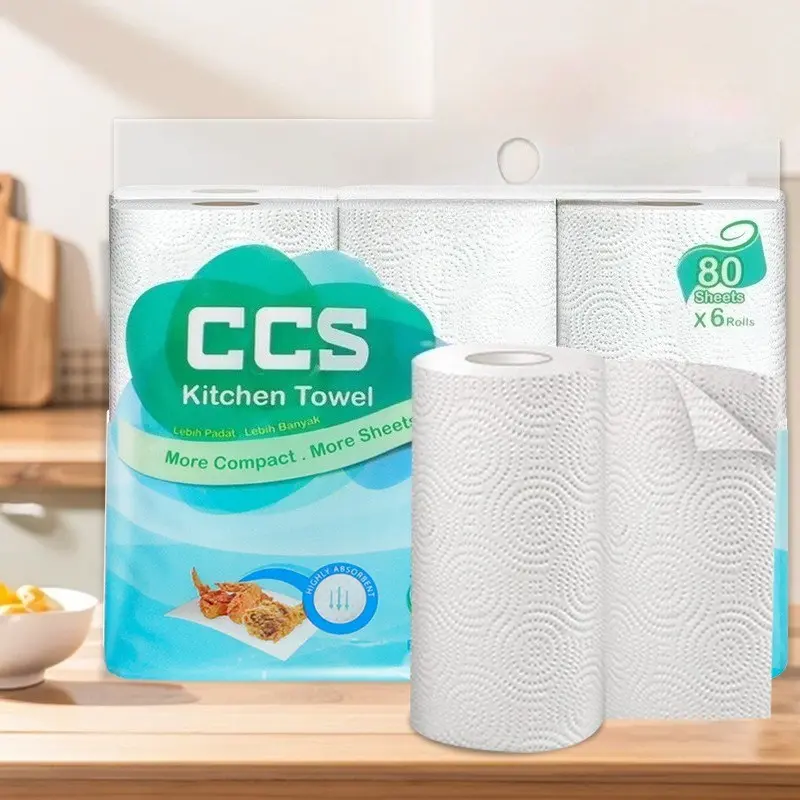 Double layered tissue, 6 rolls (480 sheets in total) - a powerful double-layer tissue used for kitchen cleaning and daily necessities