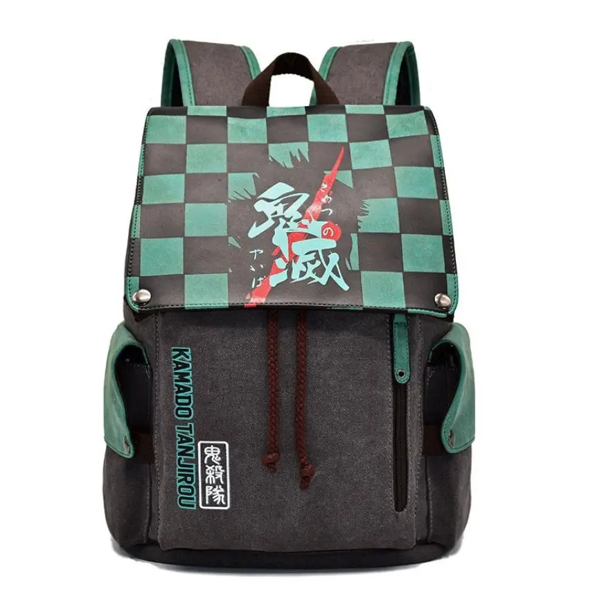 Demon Slayer Canvas Print Backpack - Kamado Tanjirou Anime Character Design, Demon Slayer Anime Design, Durable, Comfortable Casual Backpack for Students & Enthusiasts Daily Use, Cartoon Character, Character Art, Demon Slayer Anime Character