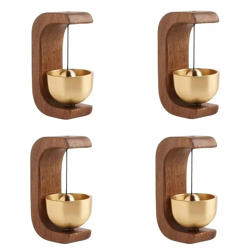 Handmade Wooden Door Chime, 4-Piece Magnetic Bell Set for Front Door, Farmhouse Entryway Decor & Aesthetic Apartment Accent with Soft Natural Sound, Apartment Decor Ideas