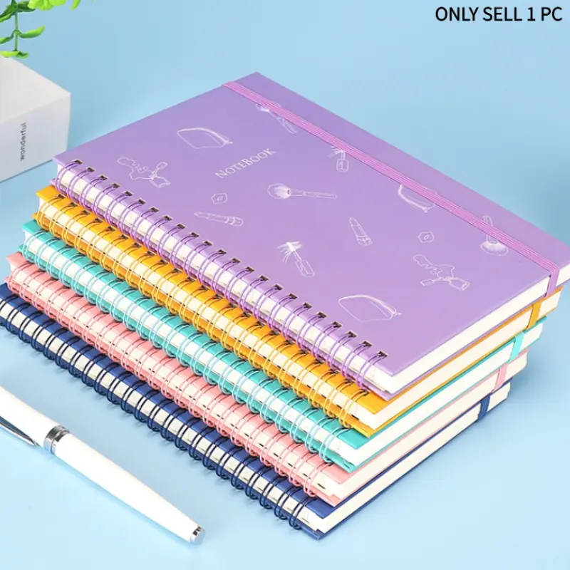 A5 Spiral Bound Notebook with Elastic Band - Minimalist Thick Paper Journal for Students & Office - Simple Design, Durable Coil, Perfect for Notes, Planner, or Sketching