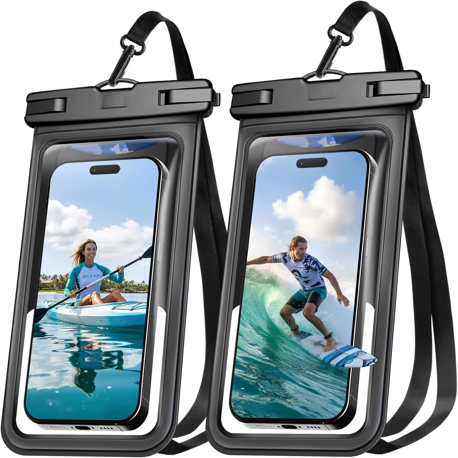 IPX8 Rated Waterproof Phone Pouch 2-Pack (Up to 8.5in) - with Lanyard, Touchscreen & Photograph Function, Dry Bag for iPhone 17/16/15 Pro Max Series, Beach Users’ Cruise Essentials