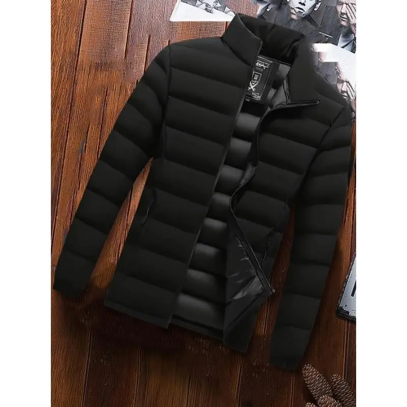 Men's Stylish Windproof Warm Jacket - Perfect for Winter Outdoor Activities, Machine Washable Menswear Coats