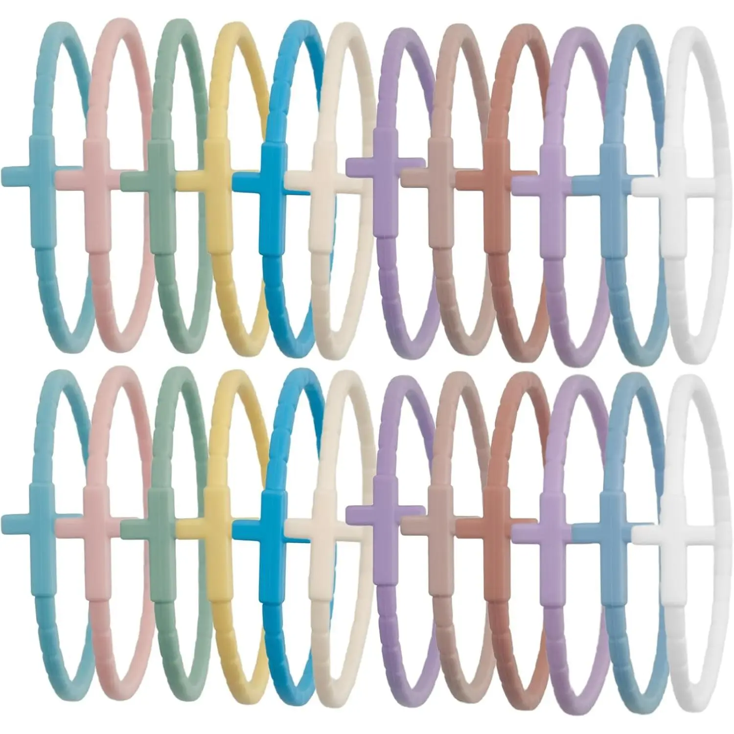 24 count   Bracelets  Bracelets Rubber    for Women Men Christian Stackable Braided Wristbands Bulk
