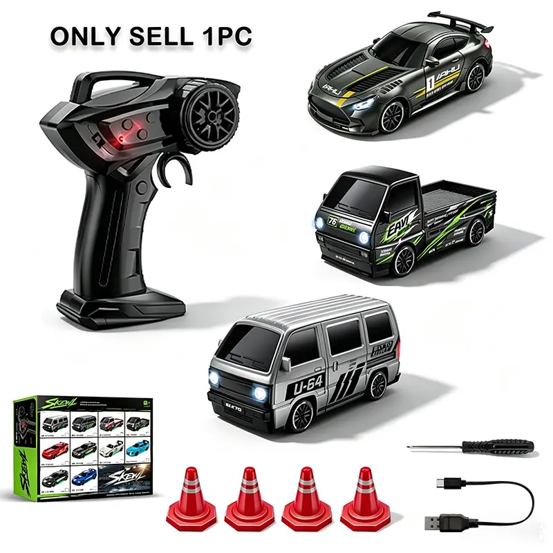 1:64 Mini Desktop Drift Car, 2.4GHz Full-Time 4WD Cool Stunt RC Remote Control Car, RC Cars, Christmas Holiday Gift for Boys & Girls